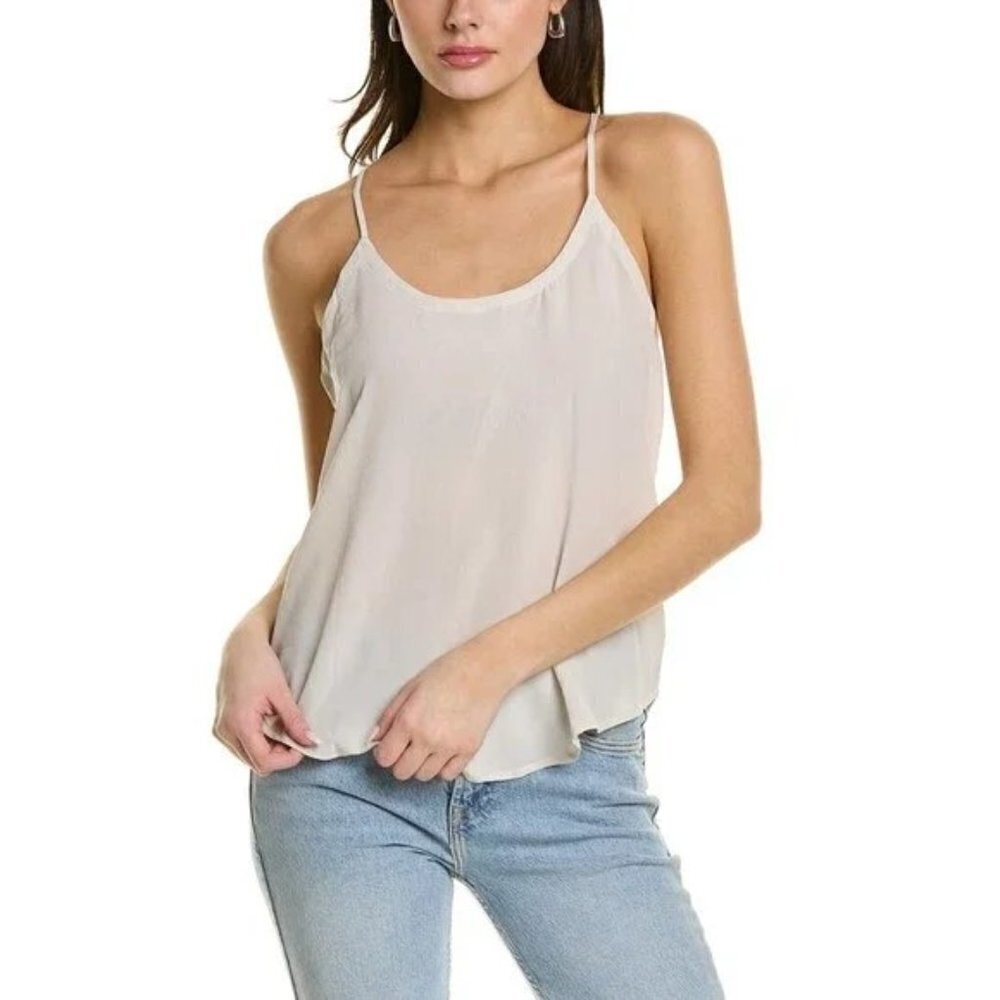 CHASER White Silk Semi Sheer Strappy Back Cami Tank Top Size Medium
